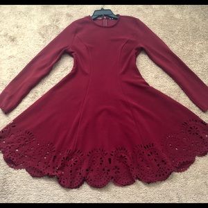 Shein Scallop Laser Cut Hem Fit and Flare Dress